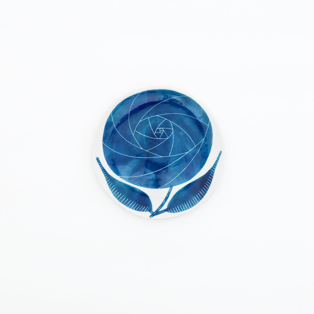 【元晴窯】藍化粧　バラ文　プレート皿