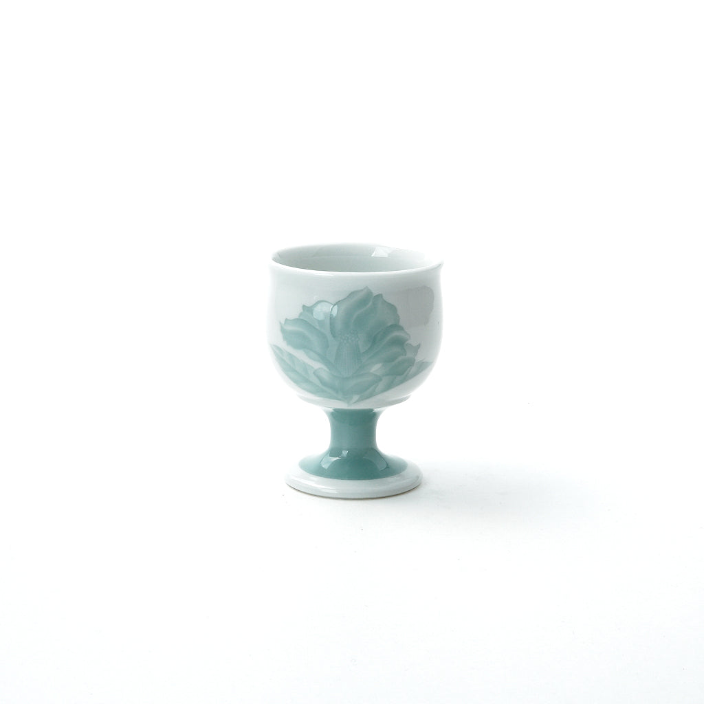 【緑風窯】釉象嵌椿彫文ワイングラス